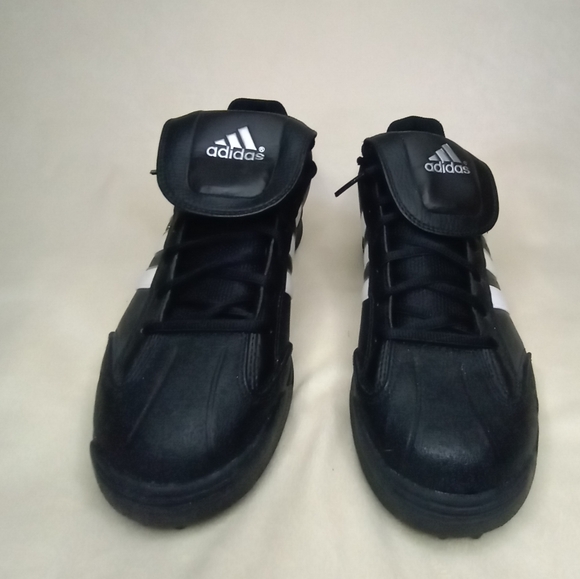 Adidas Softball Classic Black White Three Stripe Foldover Vekcro Tongue Sneaker - Picture 2 of 7